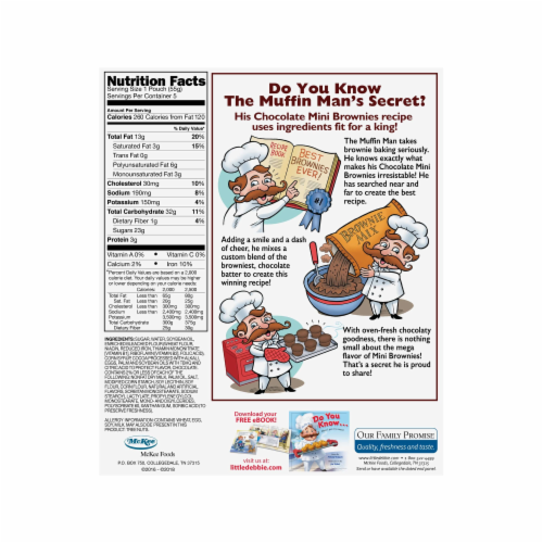 Little Debbie Mini Brownies, 6 Boxes, 30 Travel Pouches of Bite Size Chocolate Brownies Perspective: back