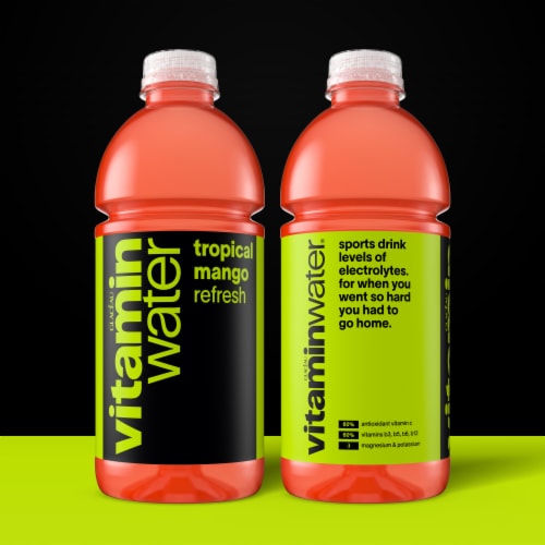 vitaminwater® Refresh Tropical Mango Flavored Bottled Water Beverage Perspective: back