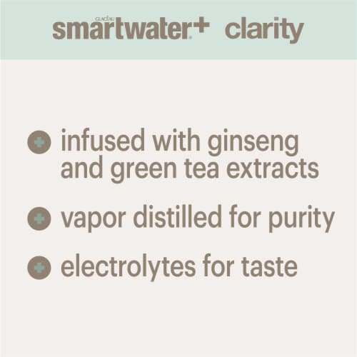 Smartwater+ Clarity Ginseng Green Tea Flavored Bottled Water Perspective: back