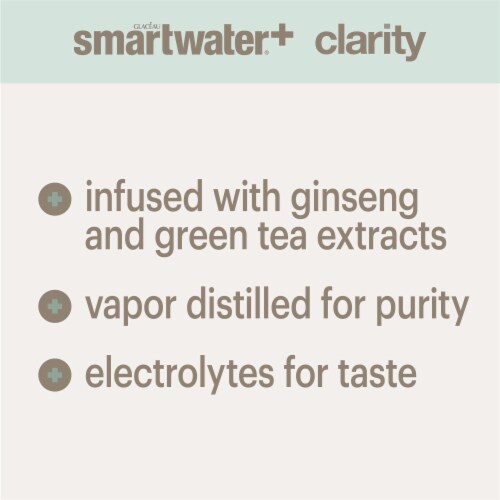 Smartwater+ Clarity Ginseng Green Tea Flavored Bottled Water Perspective: back
