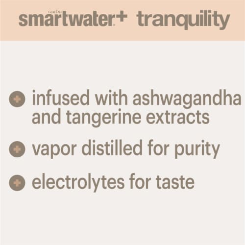 Smartwater+ Tranquility Ashwagandha Tangerine Flavored Bottled Water Perspective: back