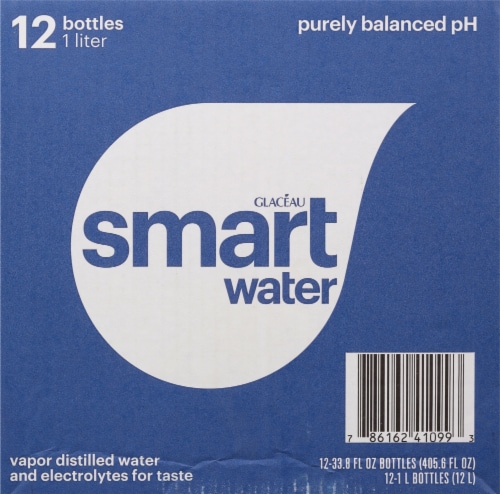 Smartwater Vapor Distilled Premium Water Bottles, 1 Liter, 12 Pack