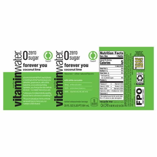 Vitaminwater® Zero Sugar Forever You Coconut Lime Flavored Bottled Water Perspective: back