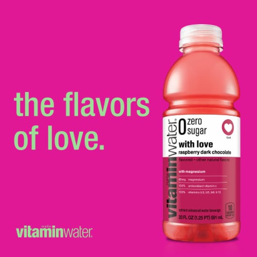 Vitaminwater® With Love Raspberry Dark Chocolate Flavored Bottled Water Perspective: back