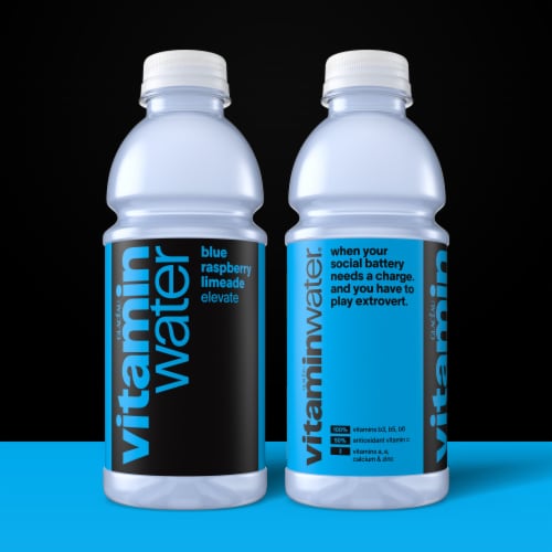 vitaminwater® Elevate Blue Raspberry Limeade Flavored Bottled Water Beverage Perspective: back