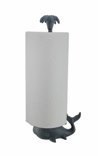 Distressed Blue Spouting Whale Cast Iron Paper Towel Holder One Size King Soopers