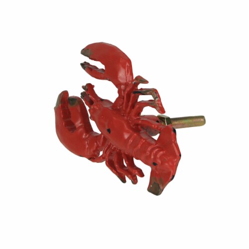 Set of 6 Distressed Finish Red / Black Cast Iron Lobster Drawer Pulls Perspective: back