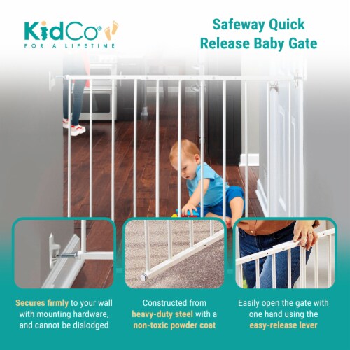 KidCo G2000 Safeway Top of Stairs Quick Release Baby Gate, 42.5 x 30.5 In, White Perspective: back