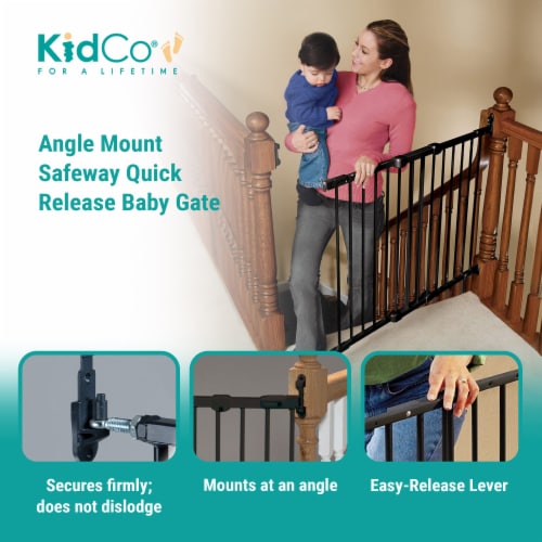 KidCo Angle Mount Safeway Stair Top Quick Release Baby Gate, 42.5x30.5 In,  Black, 1 Piece - Foods Co.