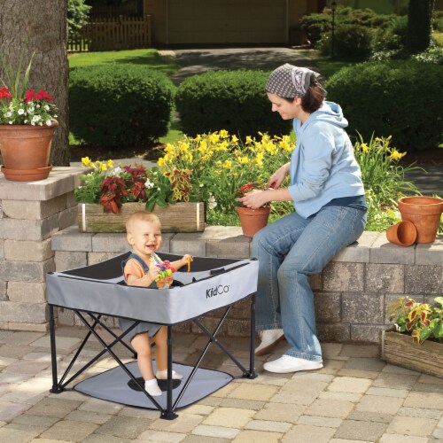 KidCo GoPod Adjustable Height Travel Activity Seat with Floor Mat, Midnight Perspective: back