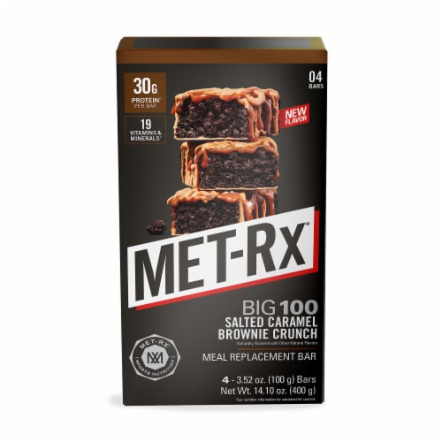 MET-Rx® Big 100 Salted Caramel Brownie Crunch Protein Bars Perspective: back
