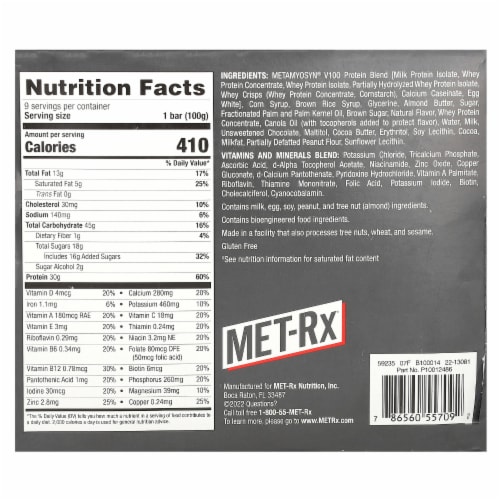 Met-Rx Big 100 Chocolate Chip Cookie Dough Bar Perspective: back