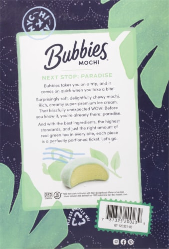 Bubbies Hawaii Green Tea Mochi Premium Ice Cream Perspective: back