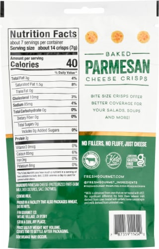 Fresh Gourmet® Based Parmesan Cheese Salad Crisps Perspective: back