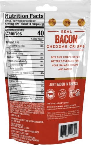 Fresh Gourmet Bacon Cheddar Gluten Free Salad Crisps Perspective: back