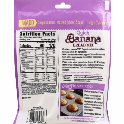 Just Add™ Quick Banana Bread Mix Perspective: back