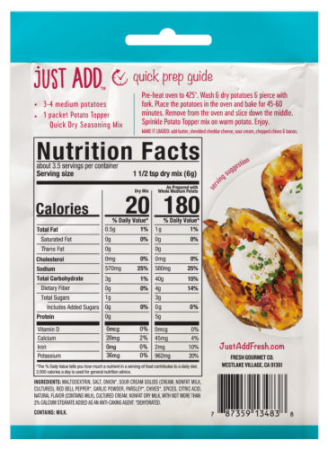 Just Add™ Potato Topper Quick Dry Seasoning Mix Perspective: back