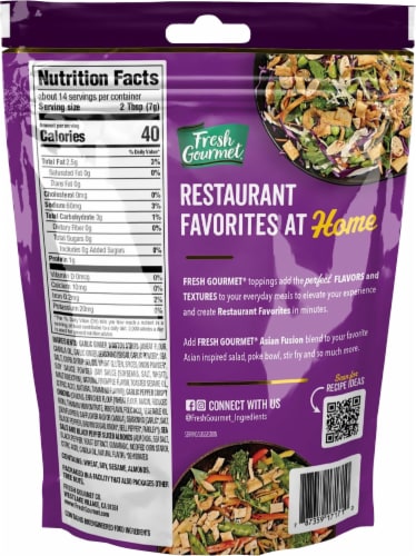 Fresh Gourmet® Asian Fusion Crunch Garlic Ginger Topper Perspective: back