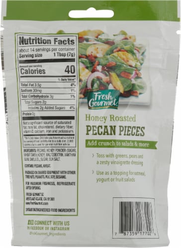 Fresh Gourmet® Honey Roasted Pecan Pieces Salad Topping Perspective: back