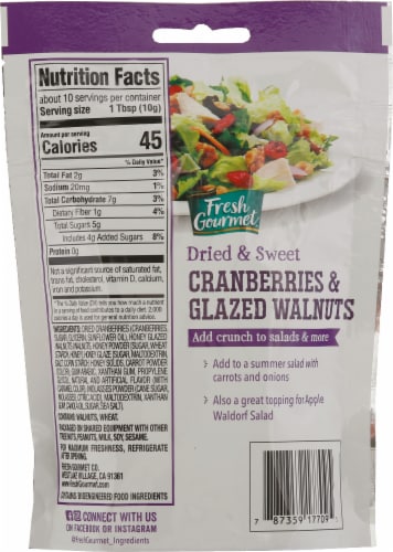 Fresh Gourmet Cranberries & Glazed Walnuts Salad Topping Perspective: back