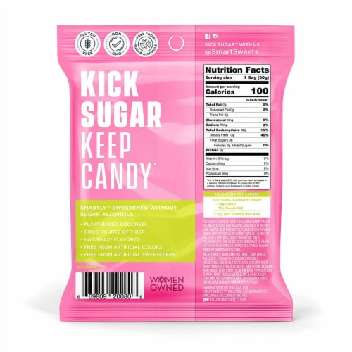 Sourmelon Bites, Christmas Candy with Low Sugar (3g), Low Calorie, 1.8 oz (Pack of 12) Perspective: back