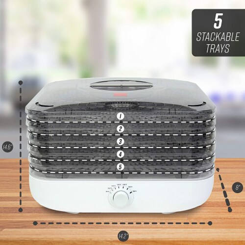 Ronco Turbo EZ-Store 5-Tray Dehydrator with Convection Air Flow, Food Preserver Adjustable T Perspective: back