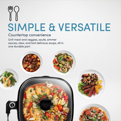 Aroma Housewares ASP-218B Grillet 4Qt. 3-in-1 Cool-Touch Electric Indoor Grill Portable, Dis Perspective: back