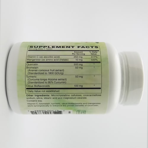 Holly Hill Health Foods, Quercetin Plus 500 MG, 100 Tablets Perspective: back