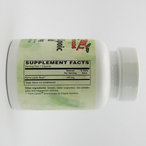 Holly Hill Health Foods, Alpha Lipoic Acid 100 MG, 60 Capsules Perspective: back