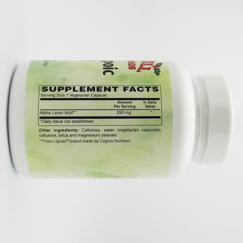 Holly Hill Health Foods, Alpha Lipoic Acid 250 MG, 120 Vegetarian Capsules Perspective: back