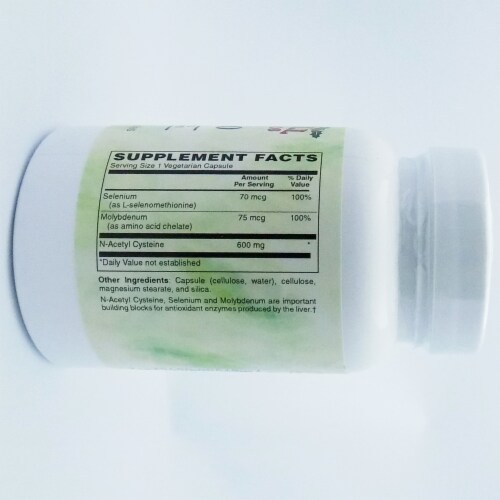 Holly Hill Health Foods, NAC 600 (N-Acetyl Cysteine), 60 Vegetarian Capsules Perspective: back