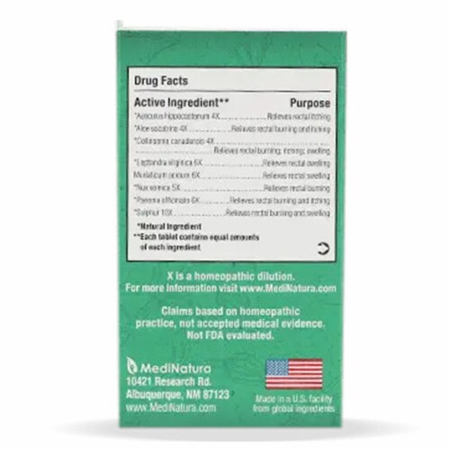 MediNatura BHI Homeopathic Hemorrhoid Relief, 100 Tablets Perspective: back