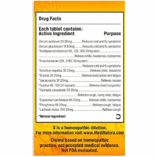 MediNatura T-Relief™ ReBoost™ Zinc +10 Cold & Flu Tablets Perspective: back