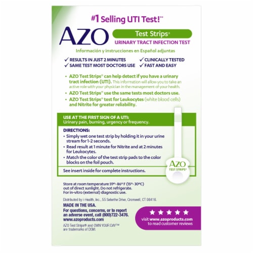 Azo Urinary Tract Infection Test Strips Perspective: back