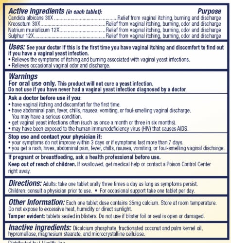 AZO Yeast® Plus Dual Relief Homeopathic Medicine Tablets Perspective: back