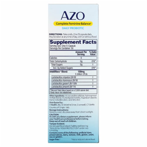 Azo Complete Feminine Balance® Daily Probiotic Capsules Perspective: back
