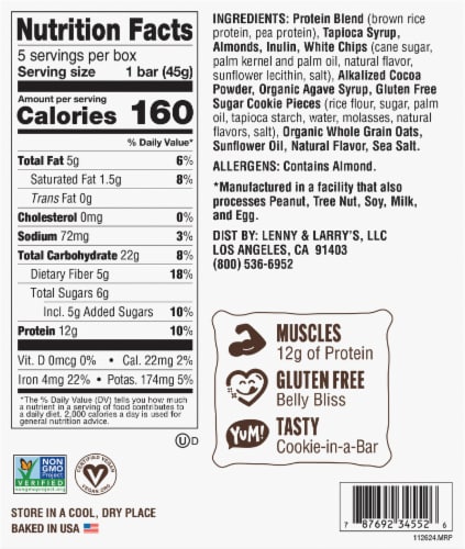 Lenny & Larry's® Gluten Free Cookie-Fied® Bar Perspective: back