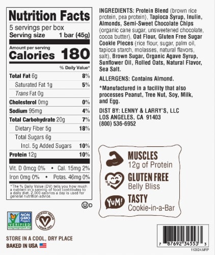 Lenny & Larry's® Chocolate Chip Cookie Dough Cookie-Fried® Bar Perspective: back