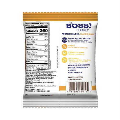 Lenny & Larry’s® The Boss Dairy & Plant Protein Peanut Butter Chunk Cookie Perspective: back