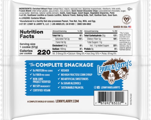 Lenny & Larry's® The Complete Cookie® Chocolate Chip Cookie Perspective: back