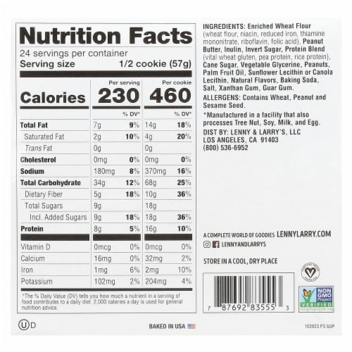 4oz PEANUT BUTTER COMPLETE COOKIE 12 CT Perspective: back