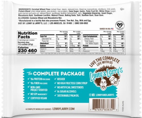 Lenny & Larry's The Complete Cookie White Chocolate Macadamia Cookie Perspective: back
