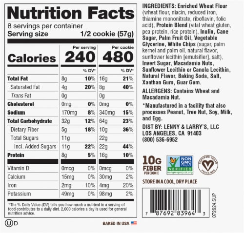 Lenny & Larry's® The Complete Cookie® White Chocolate Macadamia Cookies Perspective: back
