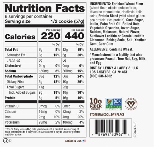 Lenny & Larry's® The Complete Cookie® Oatmeal Rasin Cookies Multipack Perspective: back