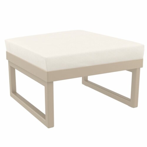 Siesta ISP137F-DVR-CNA Mykonos Ottoman with Sunbrella Natural Cushion - Taupe Square Perspective: back