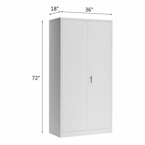 Aobabo 72 Inch Rolling Locking Storage Cabinet with Adjustable Shelves, Gray Perspective: back
