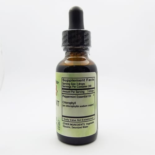 Holly Hill Health Foods, Peppermint Spirits (with Chlorophyll), Alcohol Free, 1 Ounce Perspective: back
