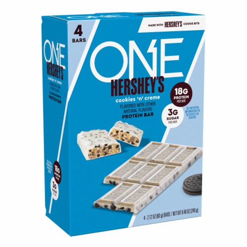 ONE HERSHEY'S Cookies 'n' Creme Flavored Protein Bars Perspective: back