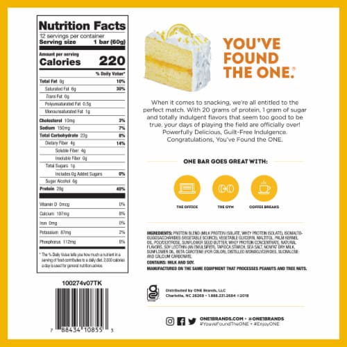 ONE® BAR Lemon Cake Protein Bars Perspective: back
