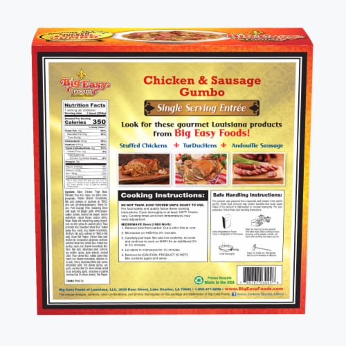 Big Easy Foods Singe Serving Entree - Chicken & Sausage Gumbo Perspective: back